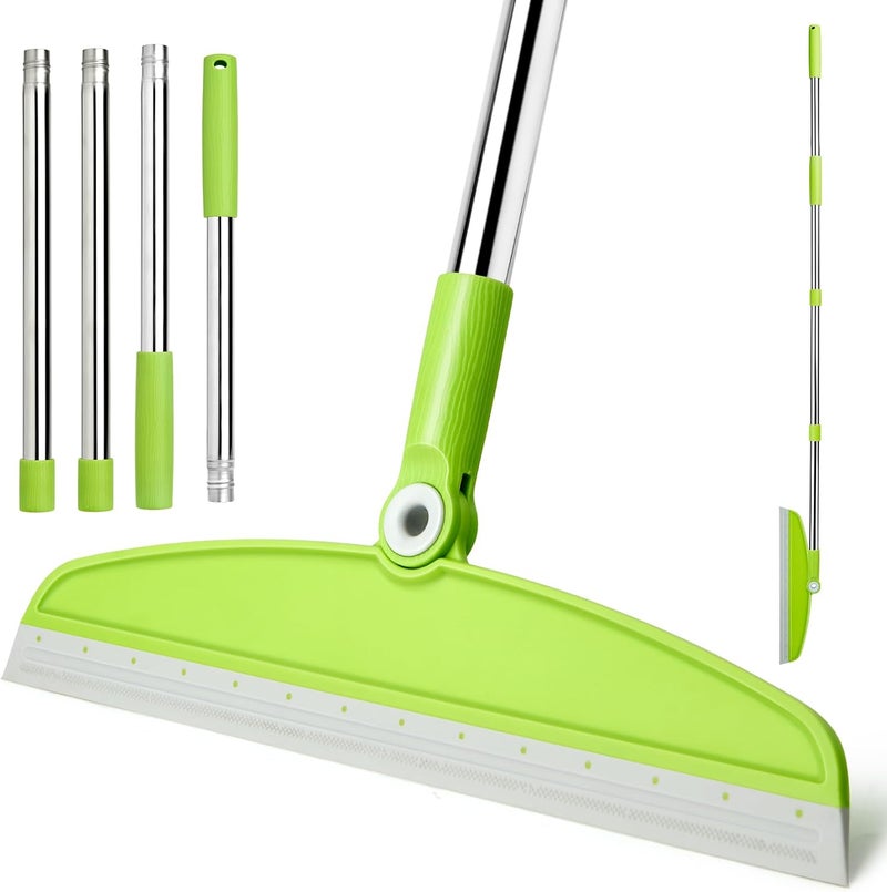 XXFLOWER Silicone Air Broom,Multifunction Magic Broom with Long Handle，Adjustable Rubber Squeegee Sweeping Water for Indoor Hardwood Floors,Kitchen,Concrete Floor,Bathroom Tile(Gray Green) - Image 1